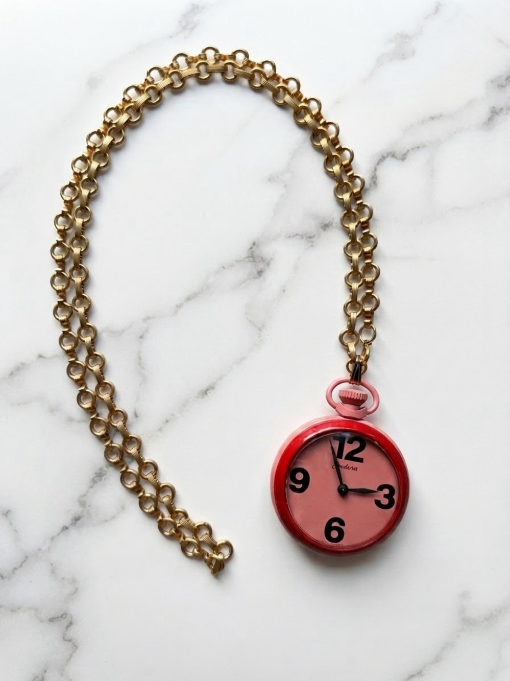 Adorable VTG Endura Red & Pink Pendant Watch Necklace – Great Britain